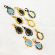 Diamond Sterling Silver Oval Enamel Charm